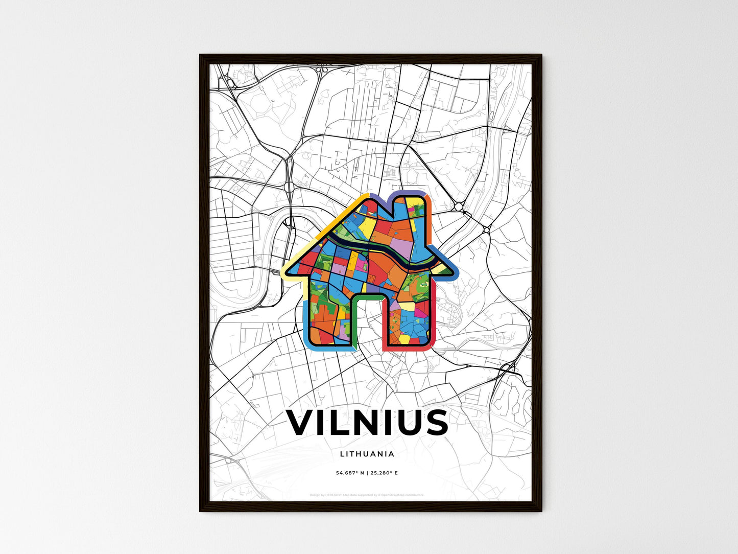 Vilnius Lithuania wedding art map with home icon