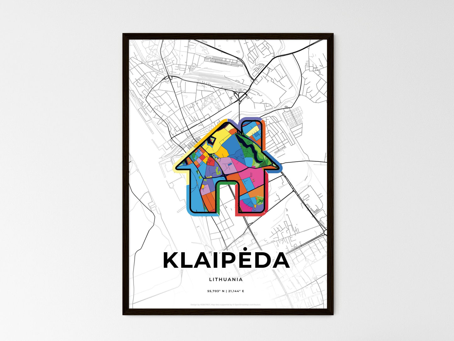 Klaipėda Lithuania wedding art map with home icon