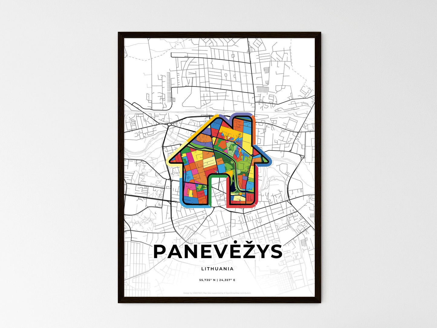 Panevėžys Lithuania wedding art map with home icon