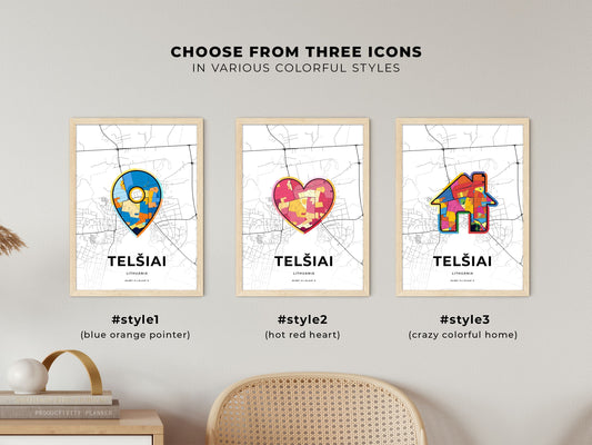 Telšiai Lithuania maps with colorful icons