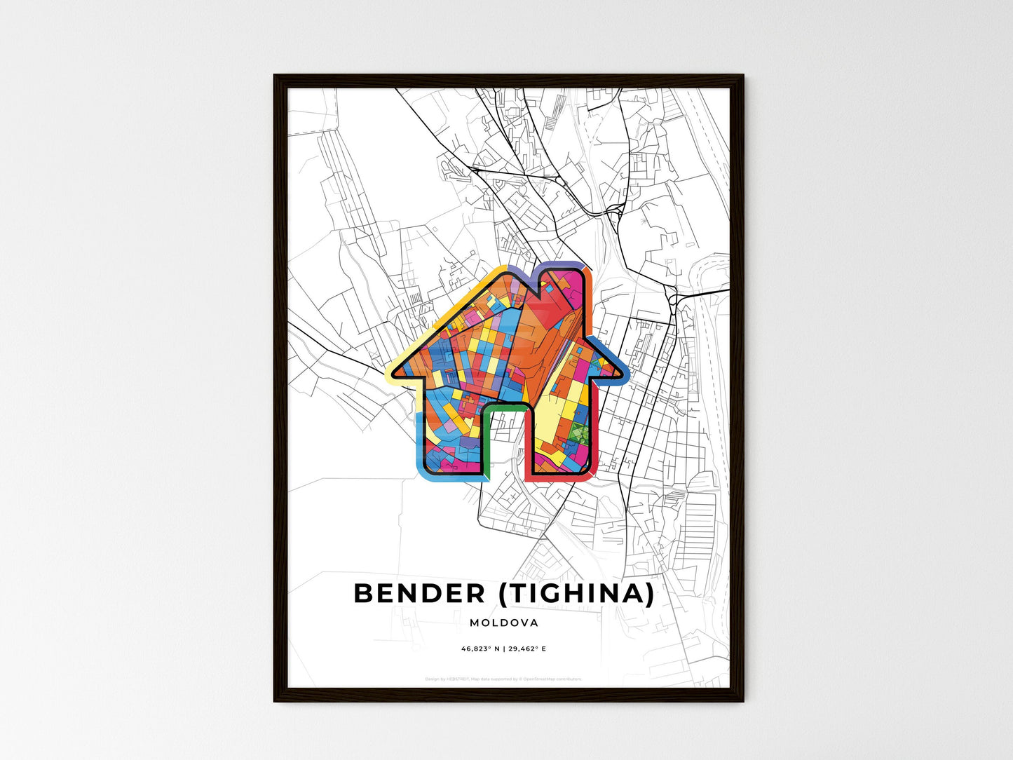 Bender (Tighina) Moldova wedding art map with home icon