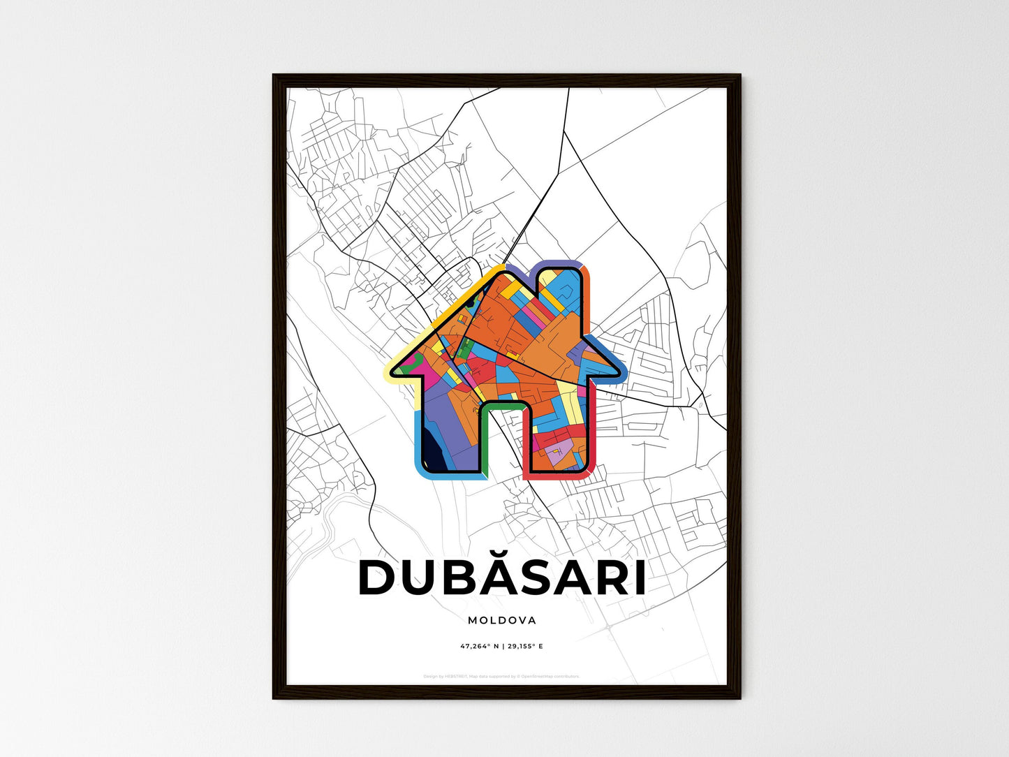 Dubăsari Moldova wedding art map with home icon