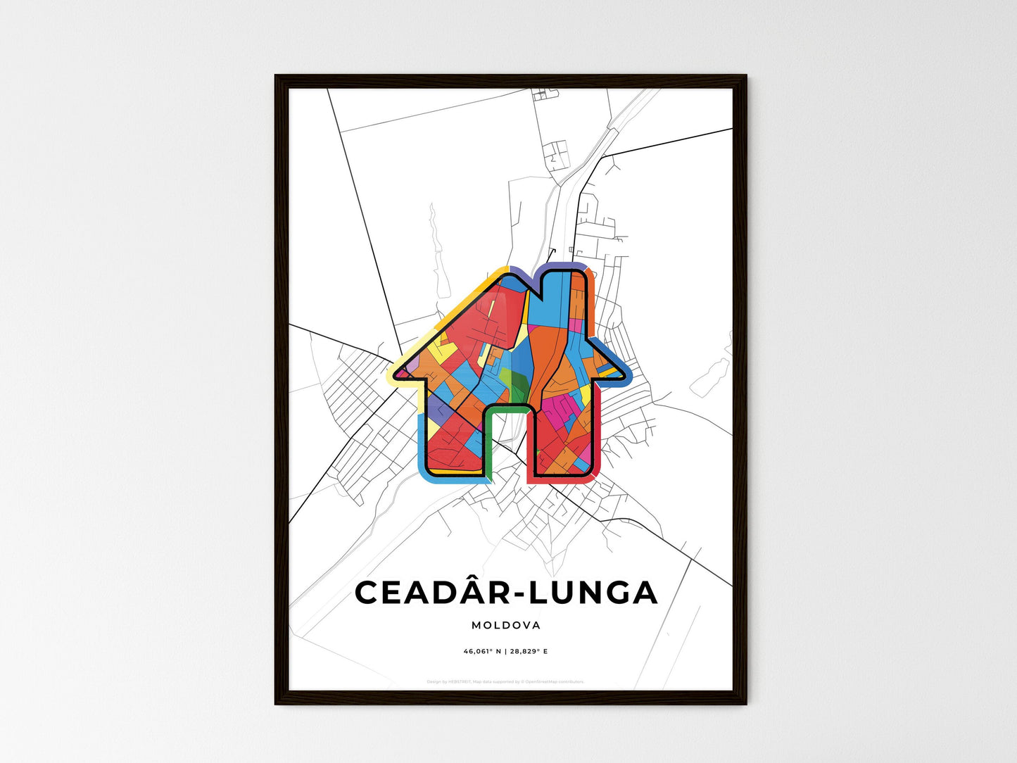 Ceadâr-Lunga Moldova wedding art map with home icon