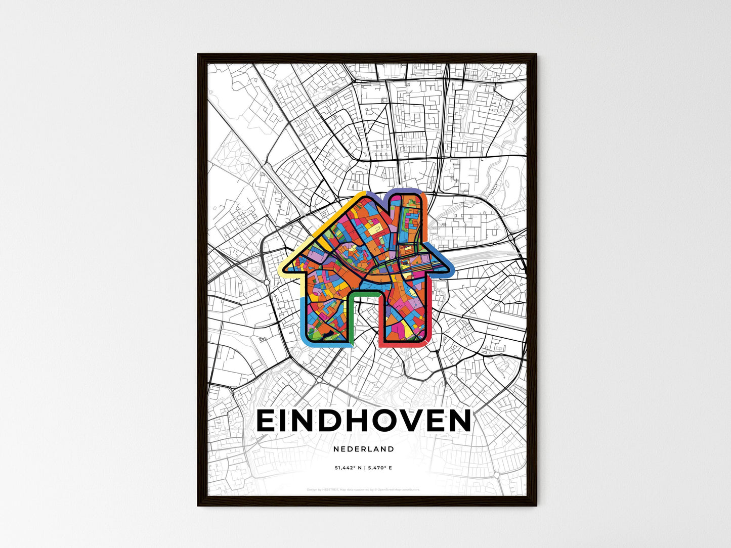 Eindhoven Netherlands wedding art map with home icon