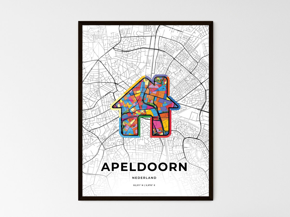 Apeldoorn Netherlands wedding art map with home icon