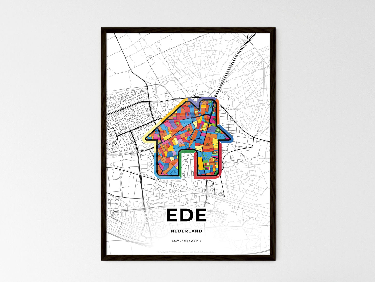 Ede Netherlands wedding art map with home icon