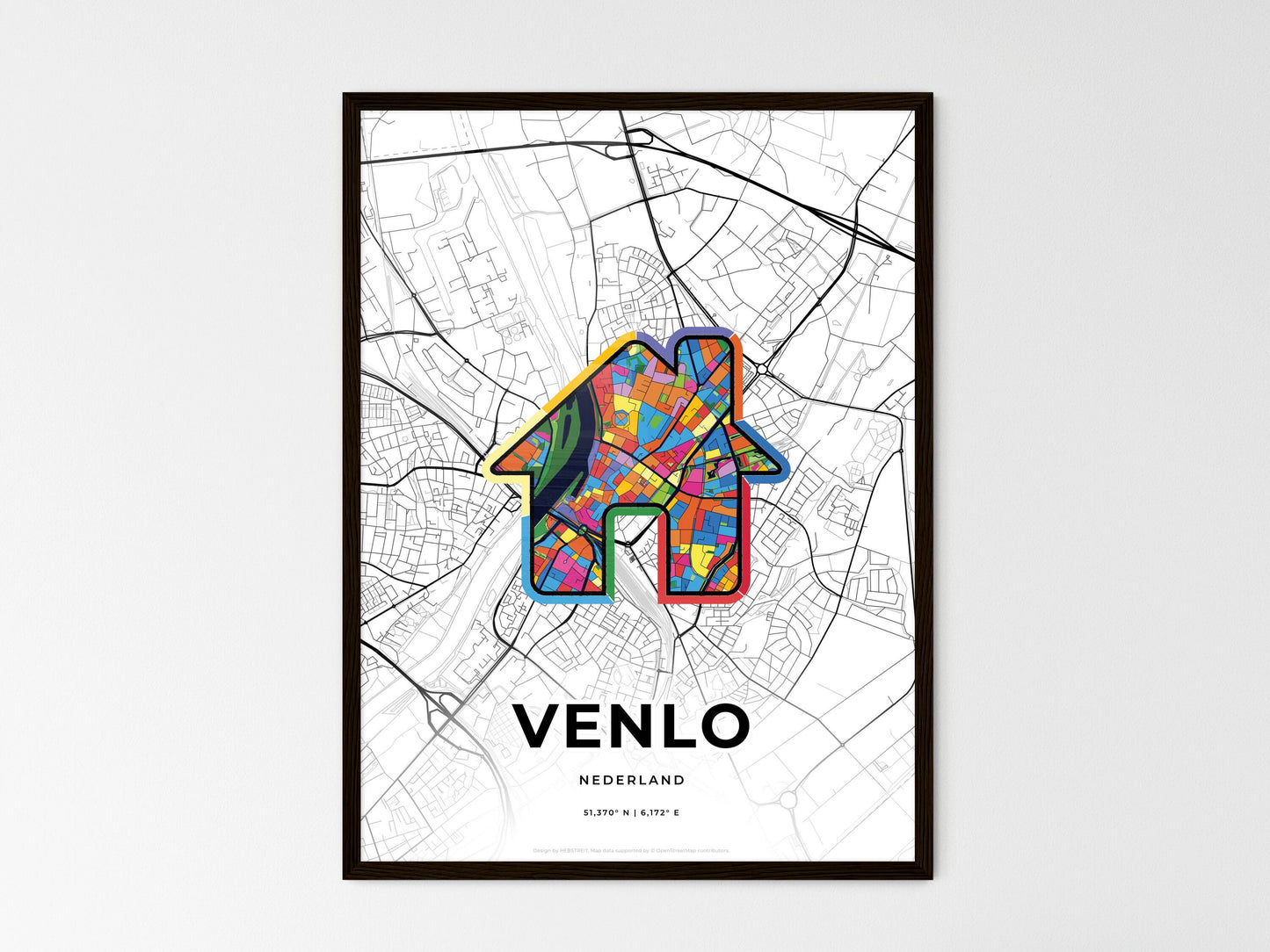 Venlo Netherlands wedding art map with home icon