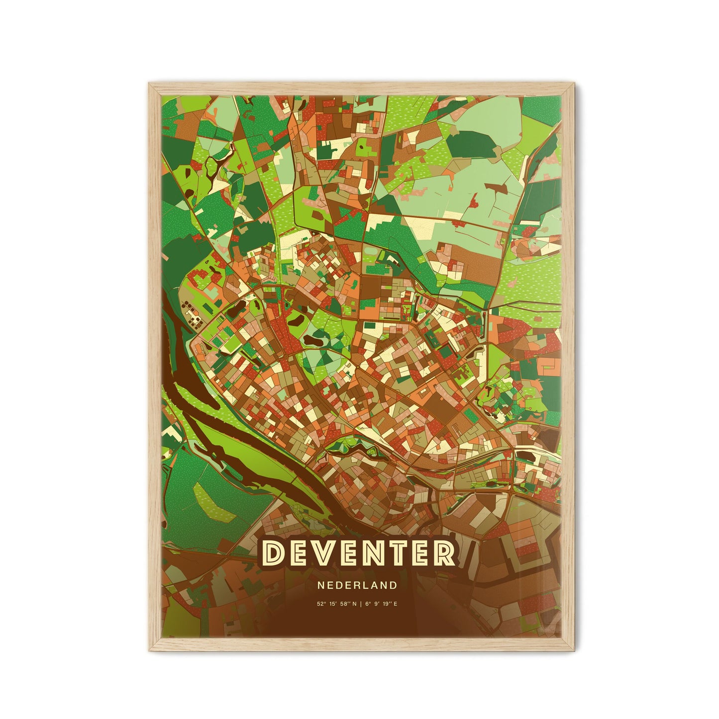 Colorful DEVENTER NETHERLANDS Fine Art Map Farmhouse