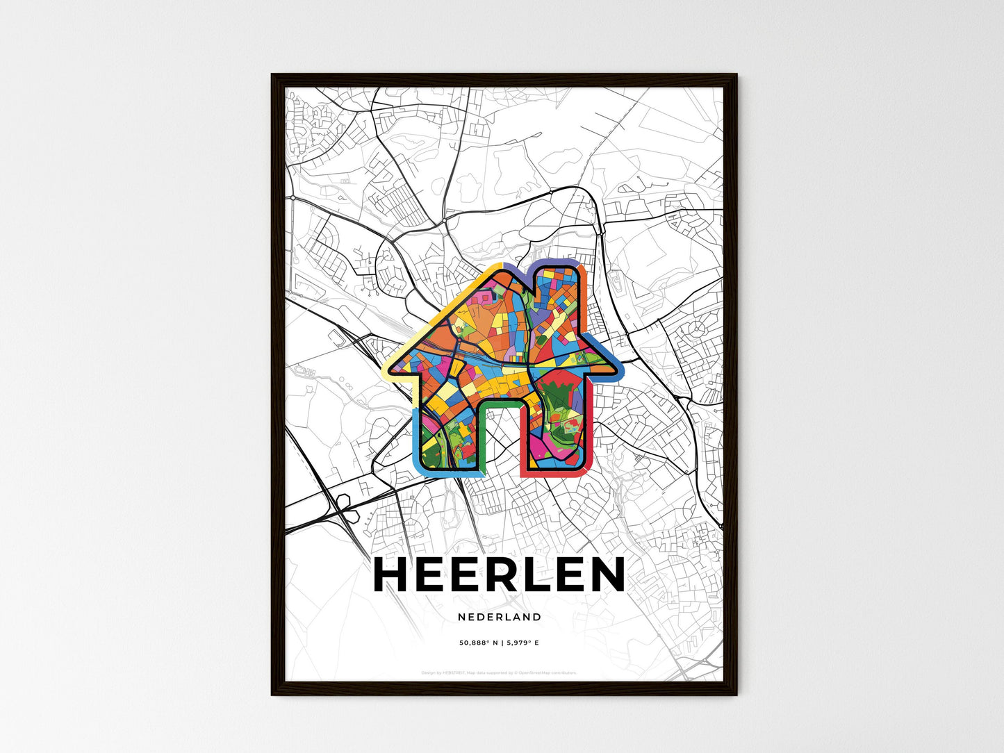 Heerlen Netherlands wedding art map with home icon