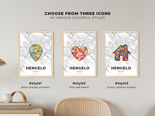 Hengelo Netherlands maps with colorful icons