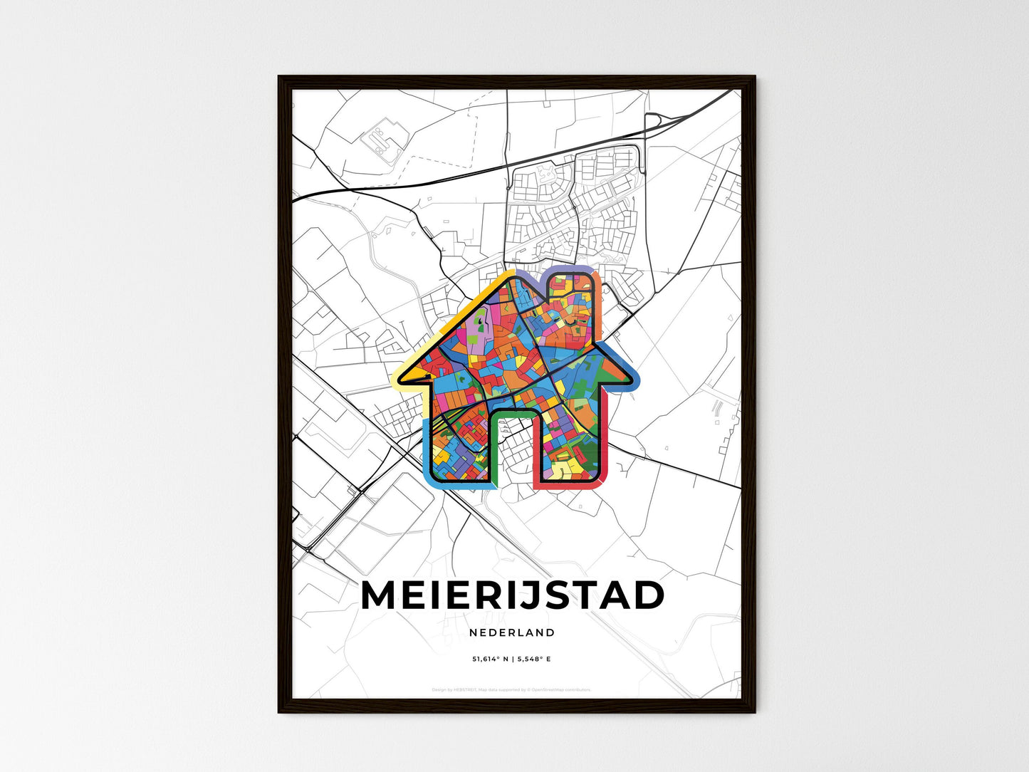 Meierijstad Netherlands wedding art map with home icon