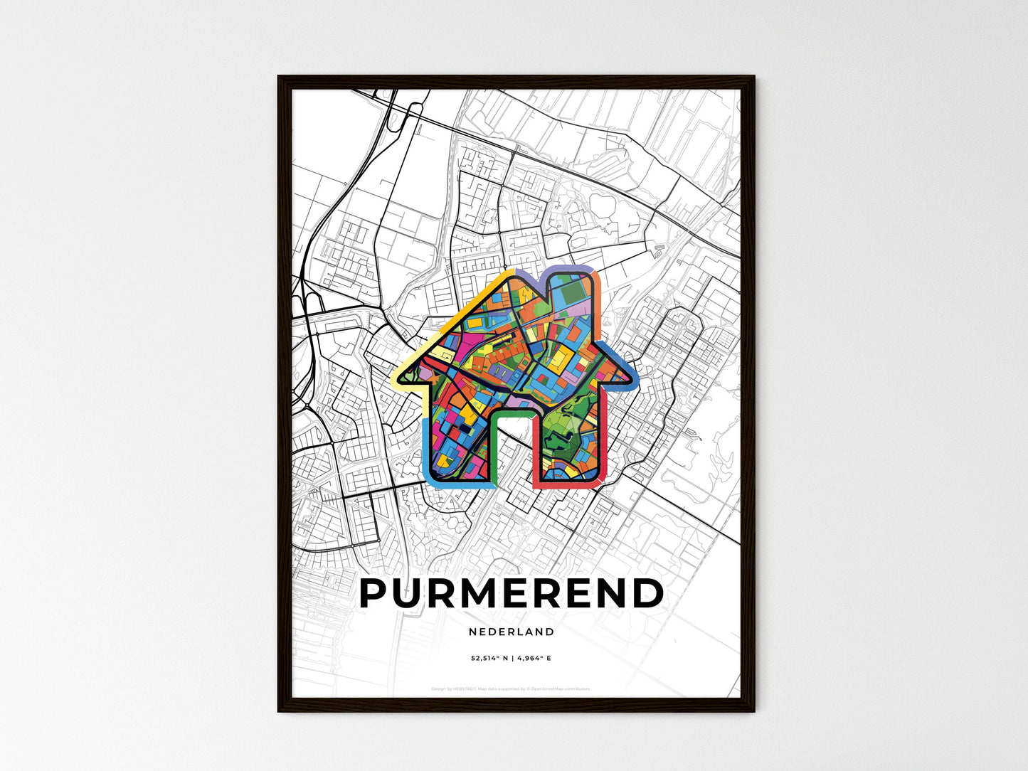 Purmerend Netherlands wedding art map with home icon