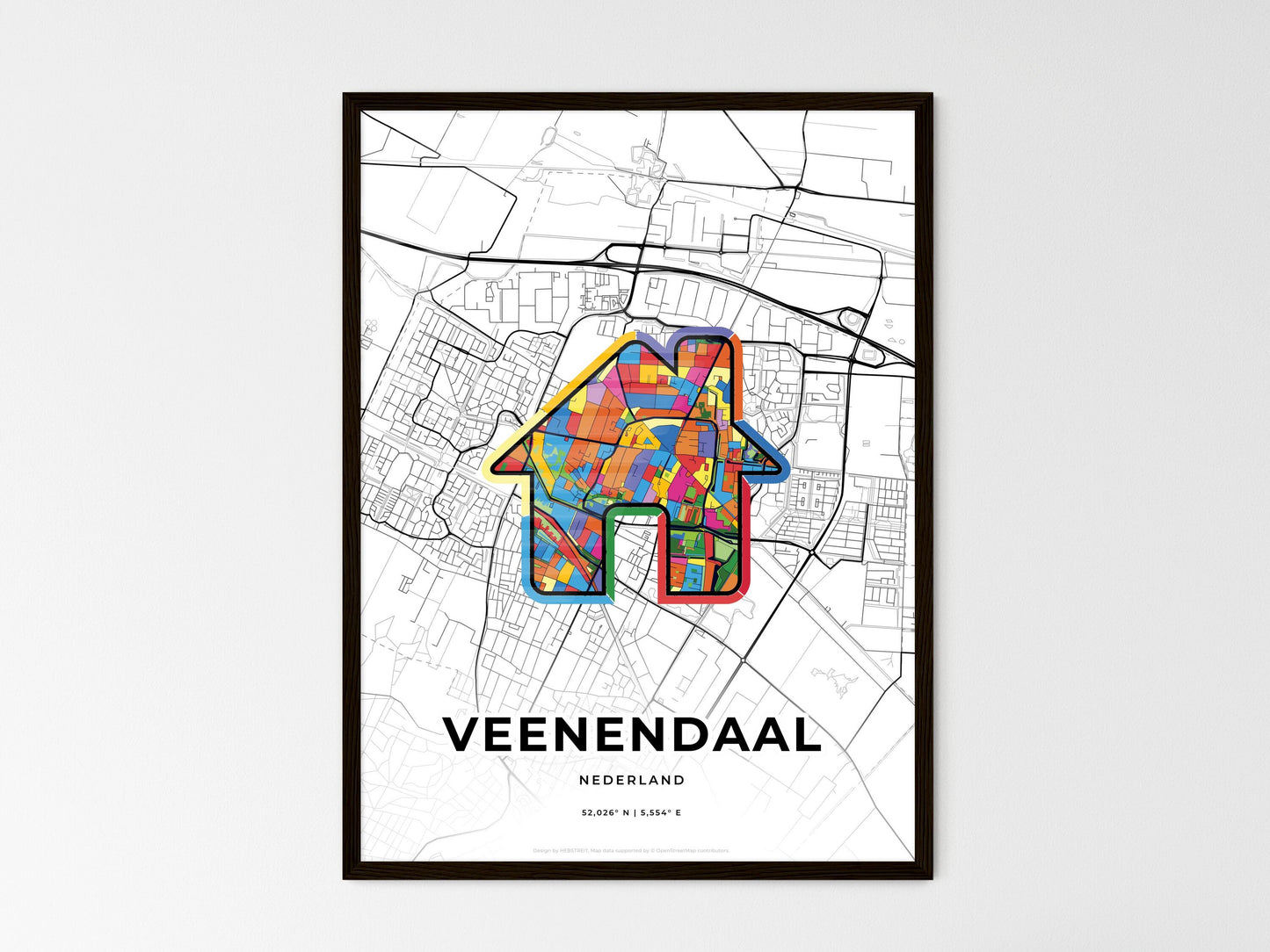 Veenendaal Netherlands wedding art map with home icon
