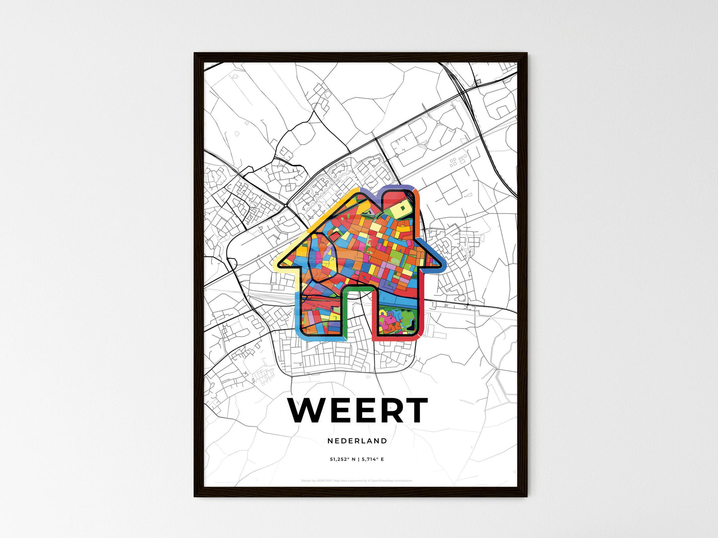 Weert Netherlands wedding art map with home icon