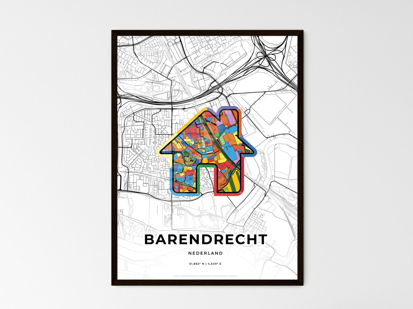 Barendrecht Netherlands wedding art map with home icon