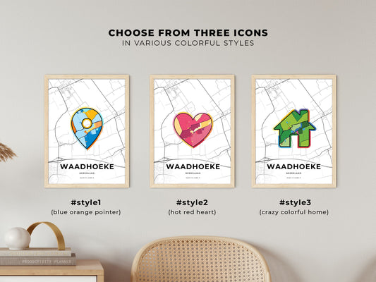 Waadhoeke Netherlands maps with colorful icons