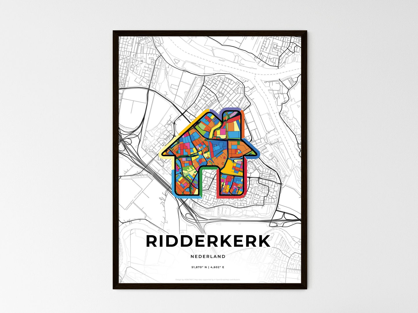 Ridderkerk Netherlands wedding art map with home icon