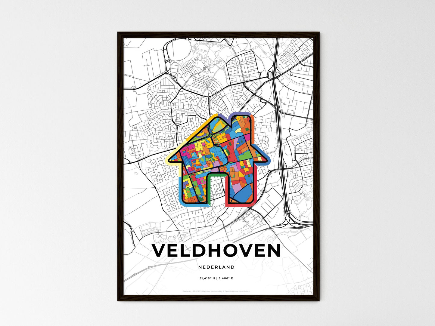 Veldhoven Netherlands wedding art map with home icon