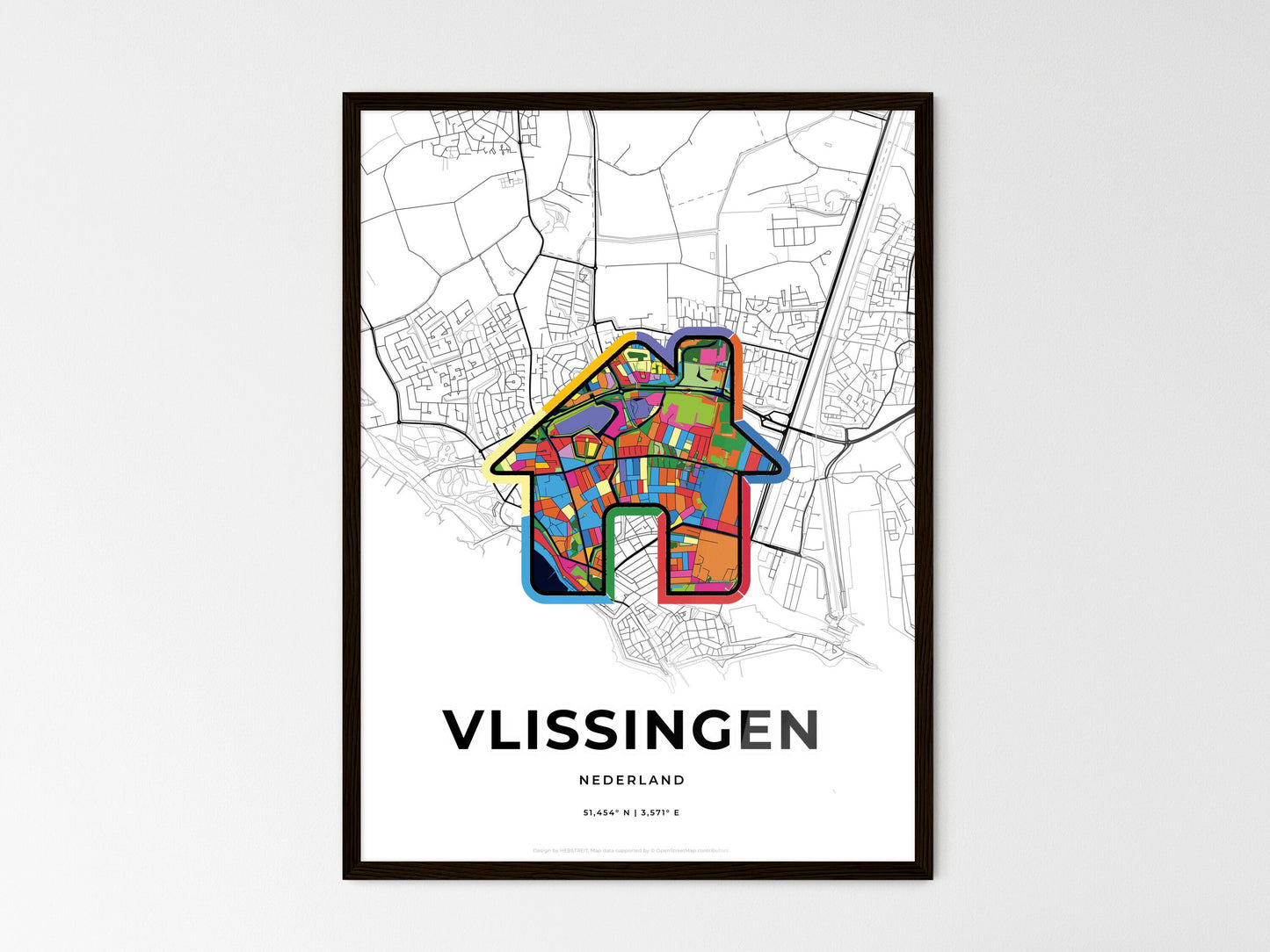 Vlissingen Netherlands wedding art map with home icon