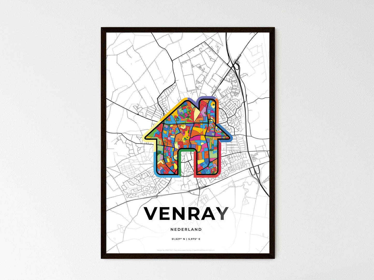 Venray Netherlands wedding art map with home icon