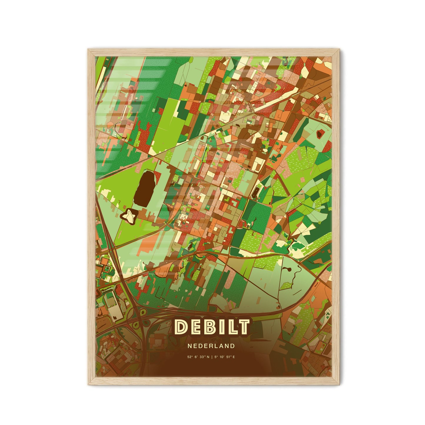 Colorful DE BILT NETHERLANDS Fine Art Map Farmhouse