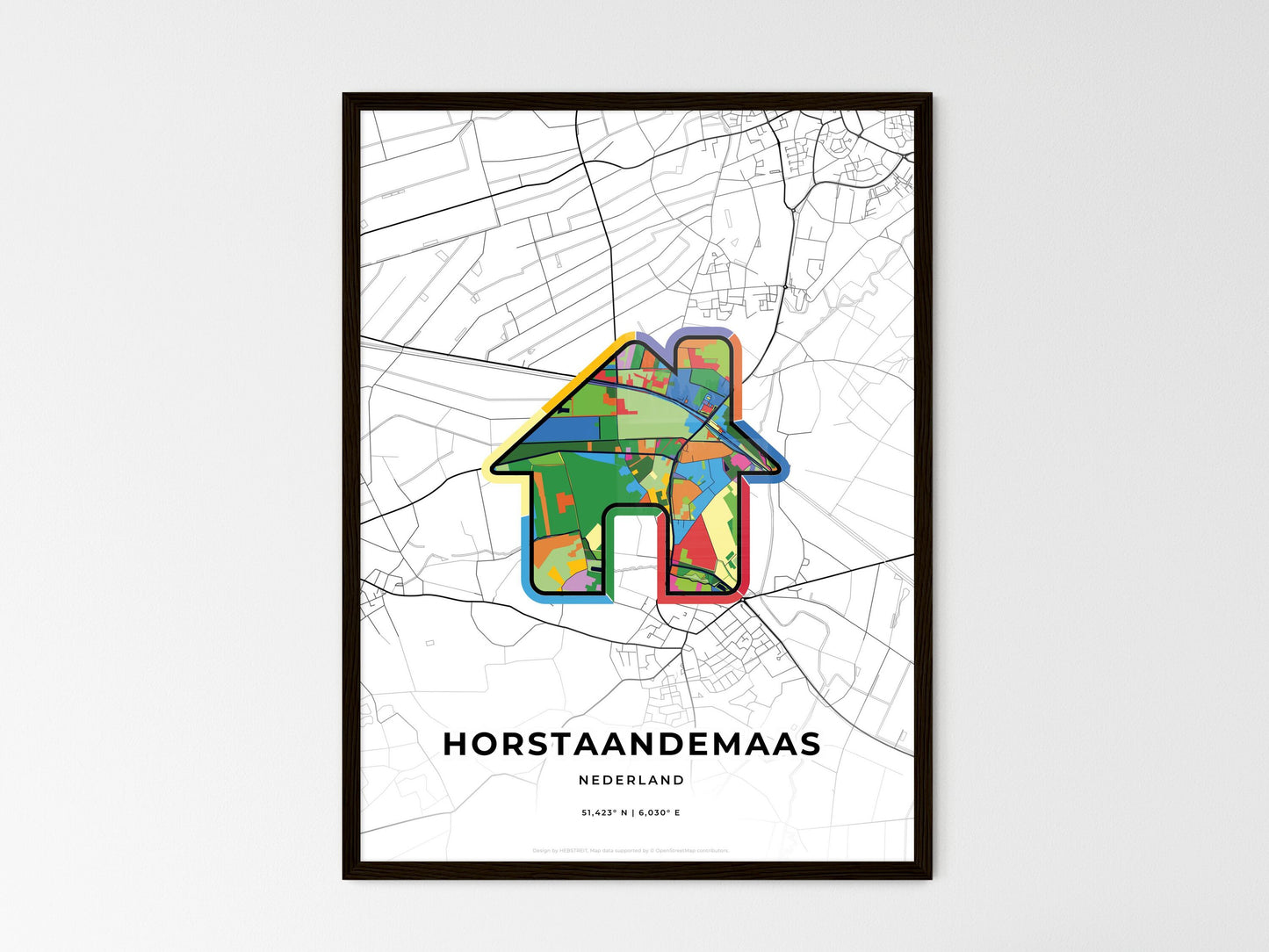 Horst Aan De Maas Netherlands wedding art map with home icon
