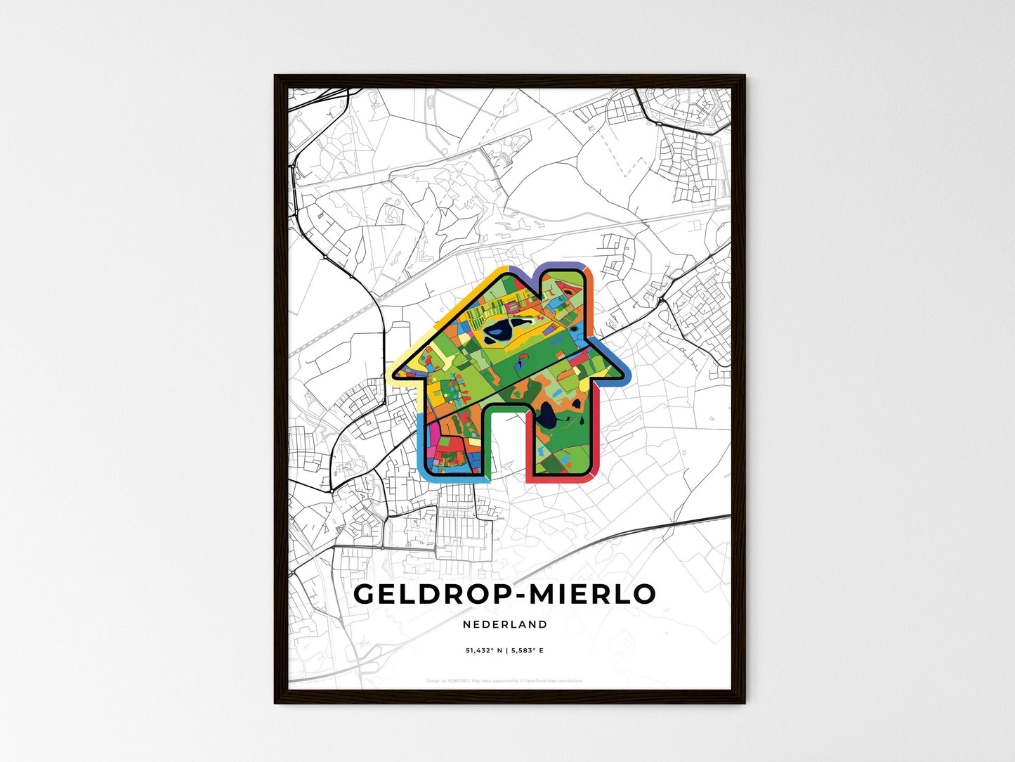Geldrop-Mierlo Netherlands wedding art map with home icon