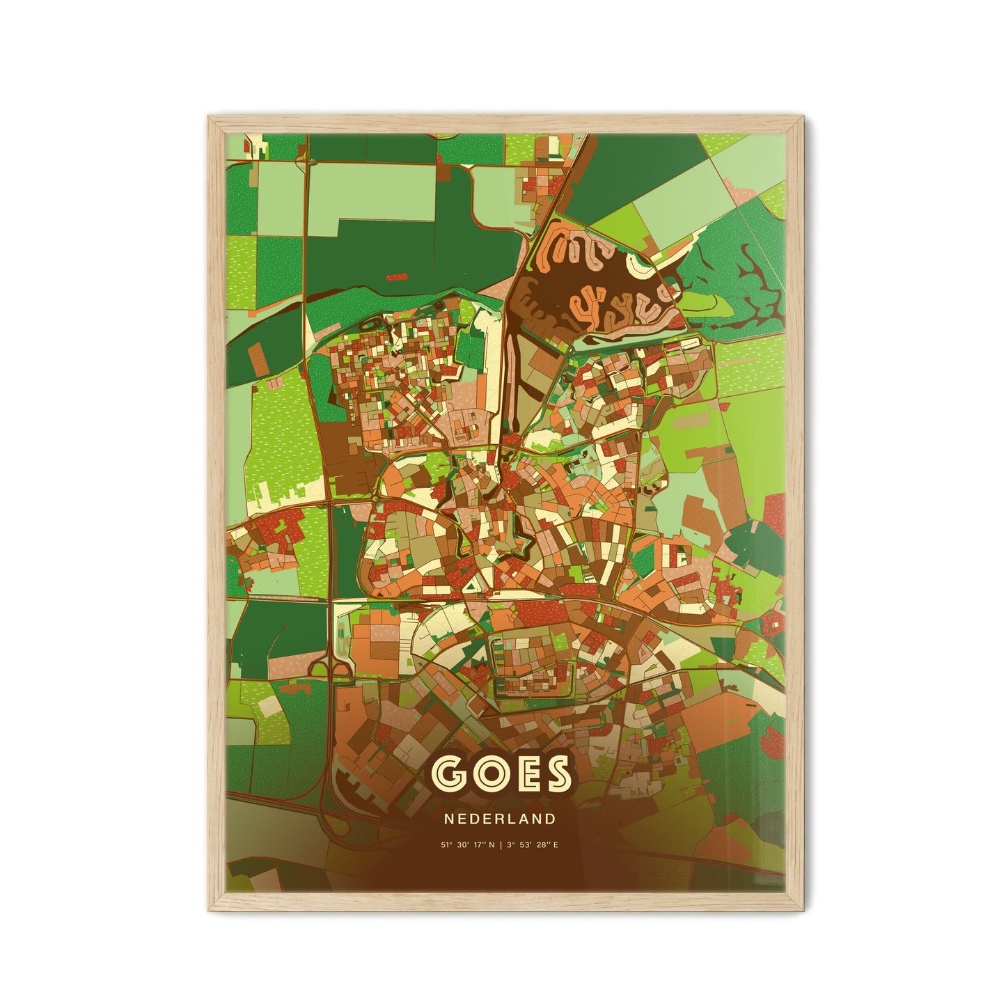 Colorful GOES NETHERLANDS Fine Art Map Farmhouse