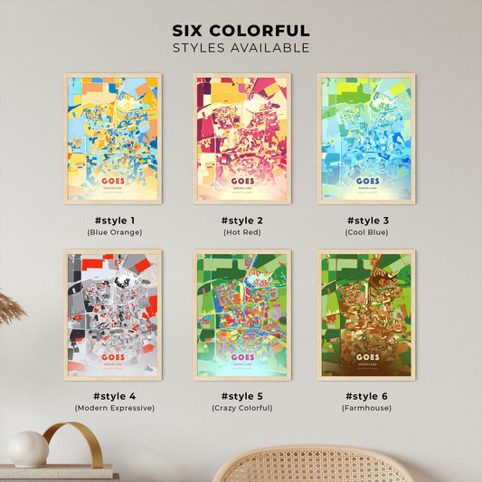Colorful GOES NETHERLANDS Fine Art Map Blue Orange