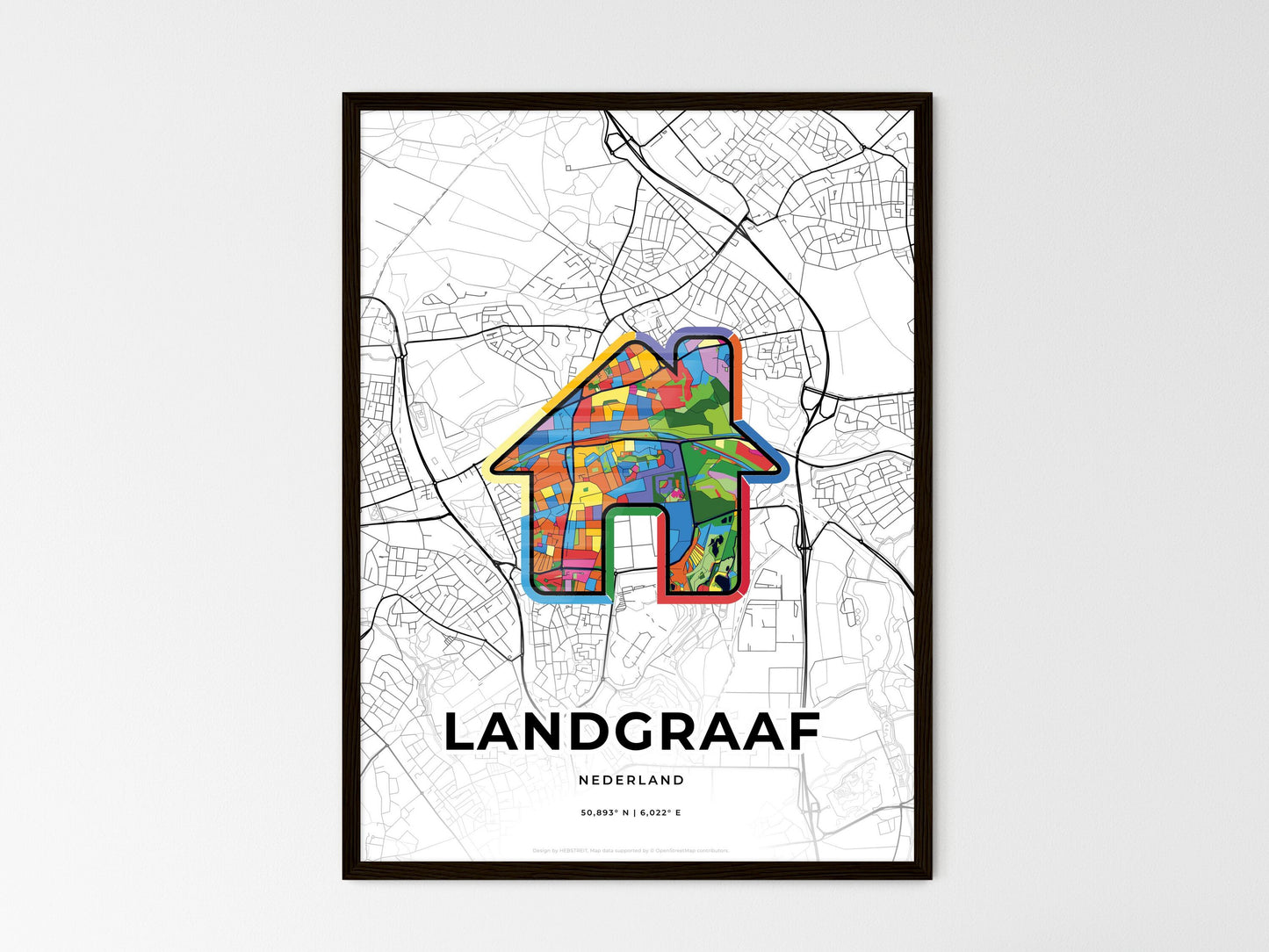 Landgraaf Netherlands wedding art map with home icon
