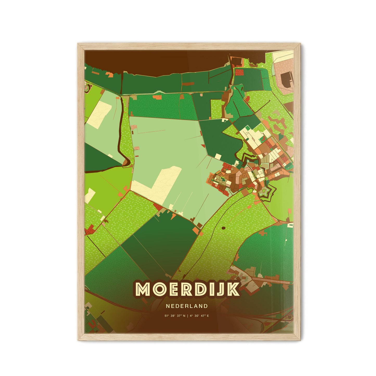 Colorful MOERDIJK NETHERLANDS Fine Art Map Farmhouse