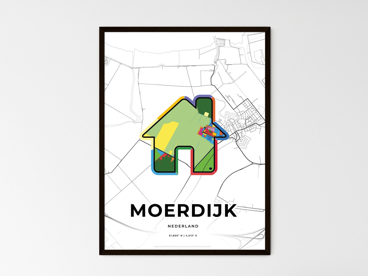 Moerdijk Netherlands wedding art map with home icon