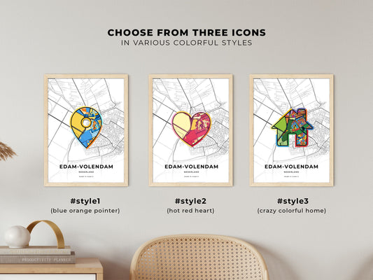Edam-Volendam Netherlands maps with colorful icons