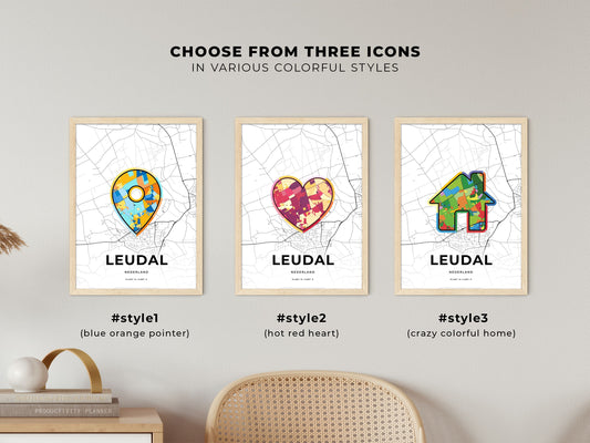 Leudal Netherlands maps with colorful icons