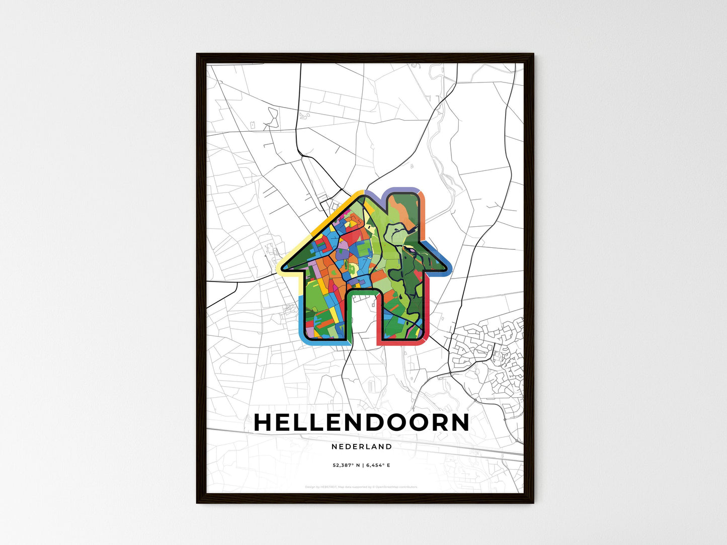 Hellendoorn Netherlands wedding art map with home icon