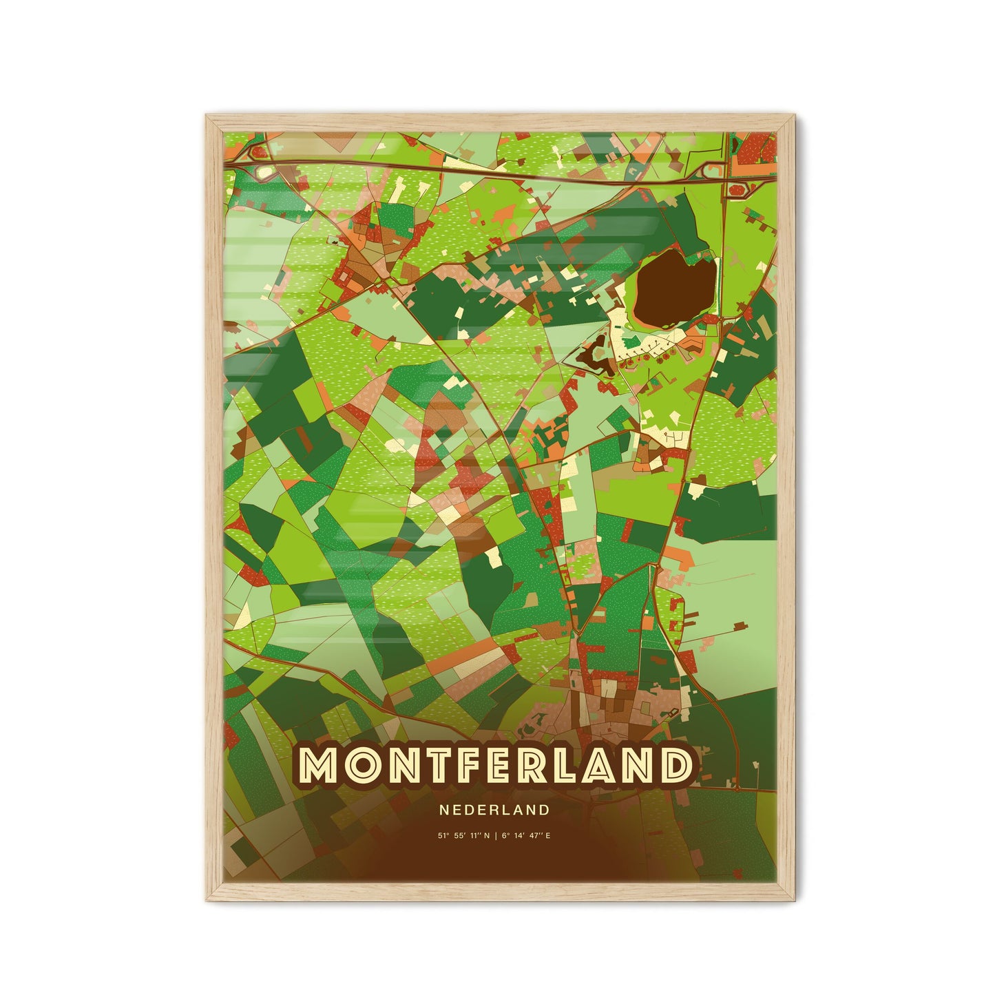 Colorful MONTFERLAND NETHERLANDS Fine Art Map Farmhouse
