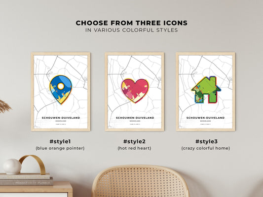Schouwen-Duiveland Netherlands maps with colorful icons