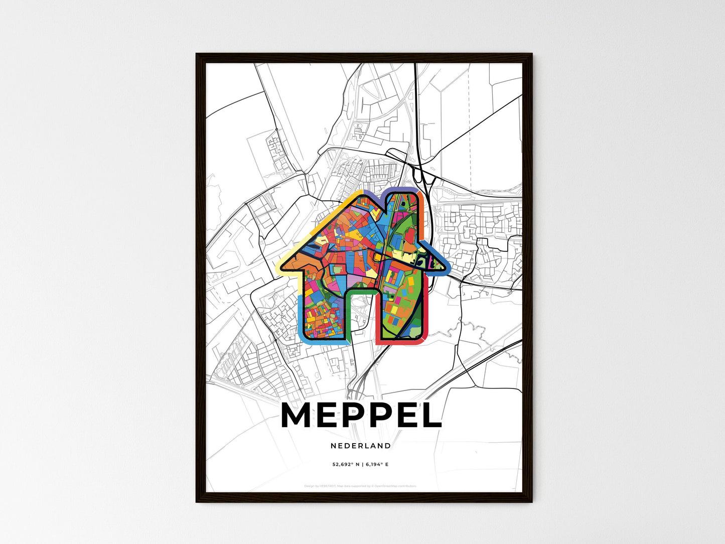 Meppel Netherlands wedding art map with home icon