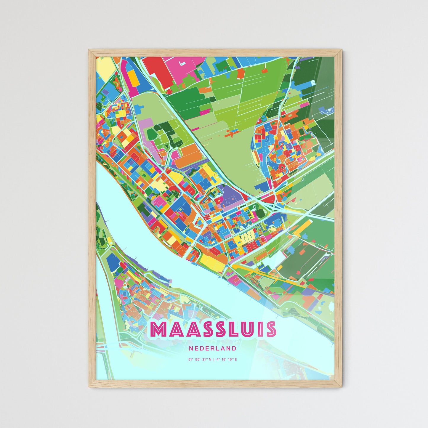 Colorful MAASSLUIS NETHERLANDS Fine Art Map Crazy Colors