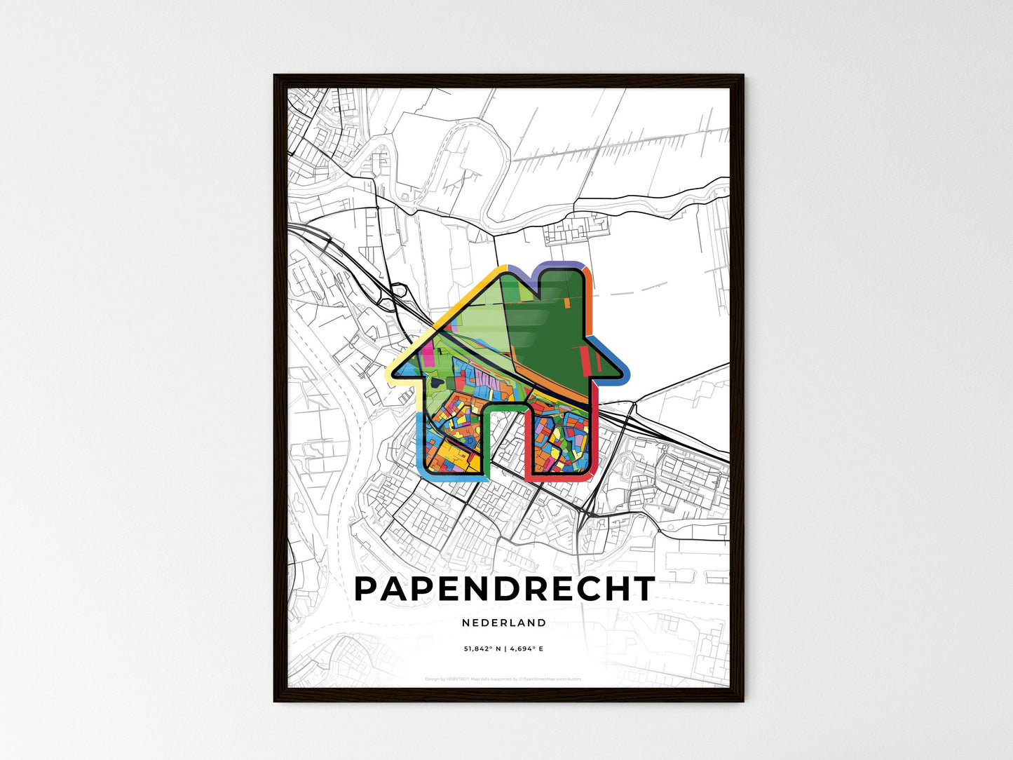 Papendrecht Netherlands wedding art map with home icon