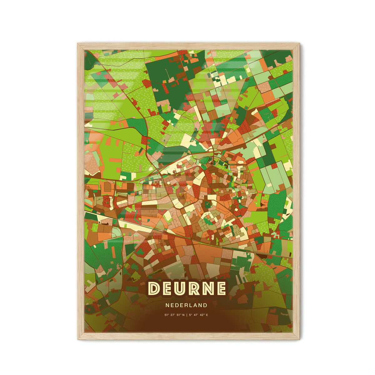 Colorful DEURNE NETHERLANDS Fine Art Map Farmhouse