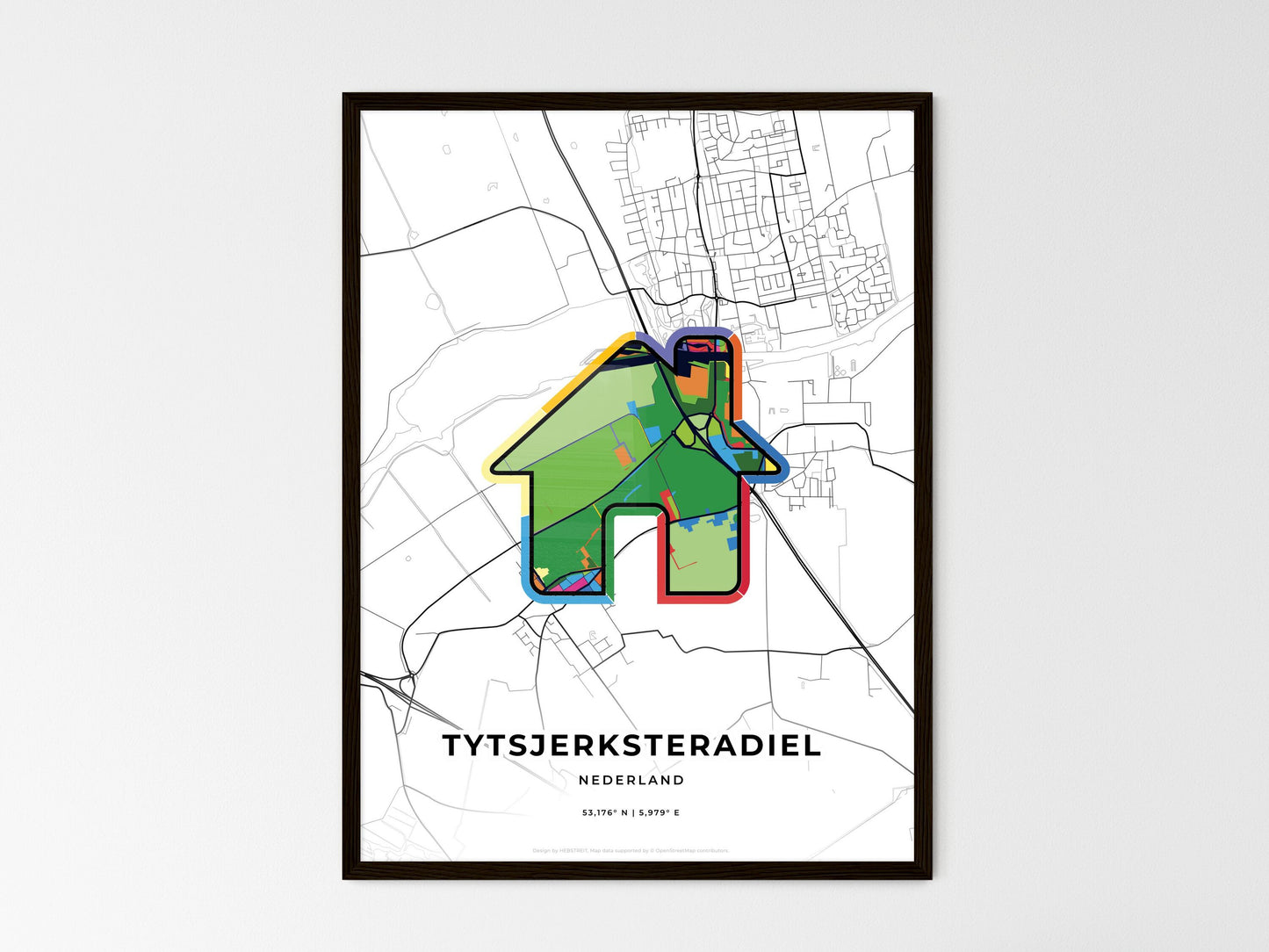 Tytsjerksteradiel Netherlands wedding art map with home icon