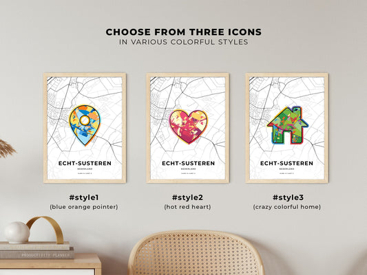 Echt-Susteren Netherlands maps with colorful icons