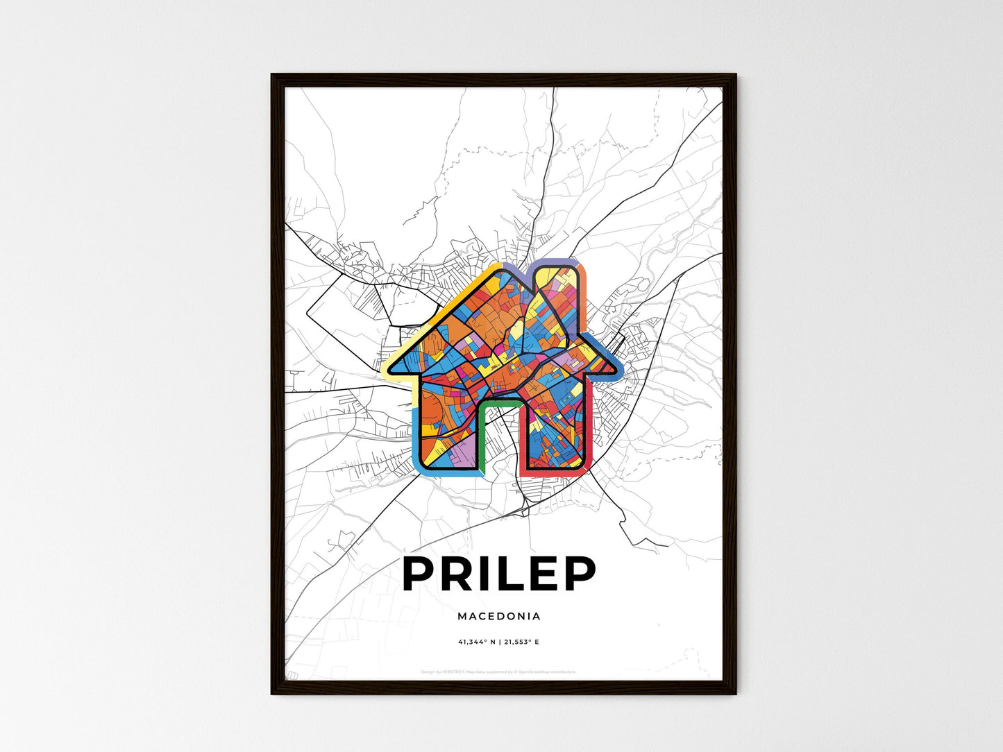 Prilep North Macedonia wedding art map with home icon