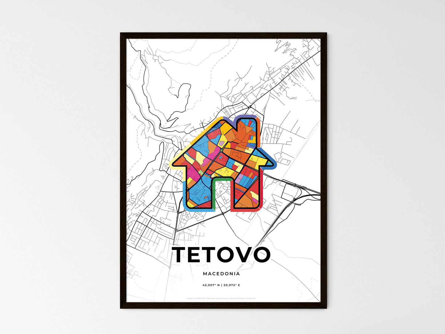 Tetovo North Macedonia wedding art map with home icon