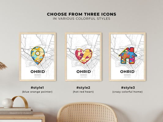 Ohrid North Macedonia maps with colorful icons