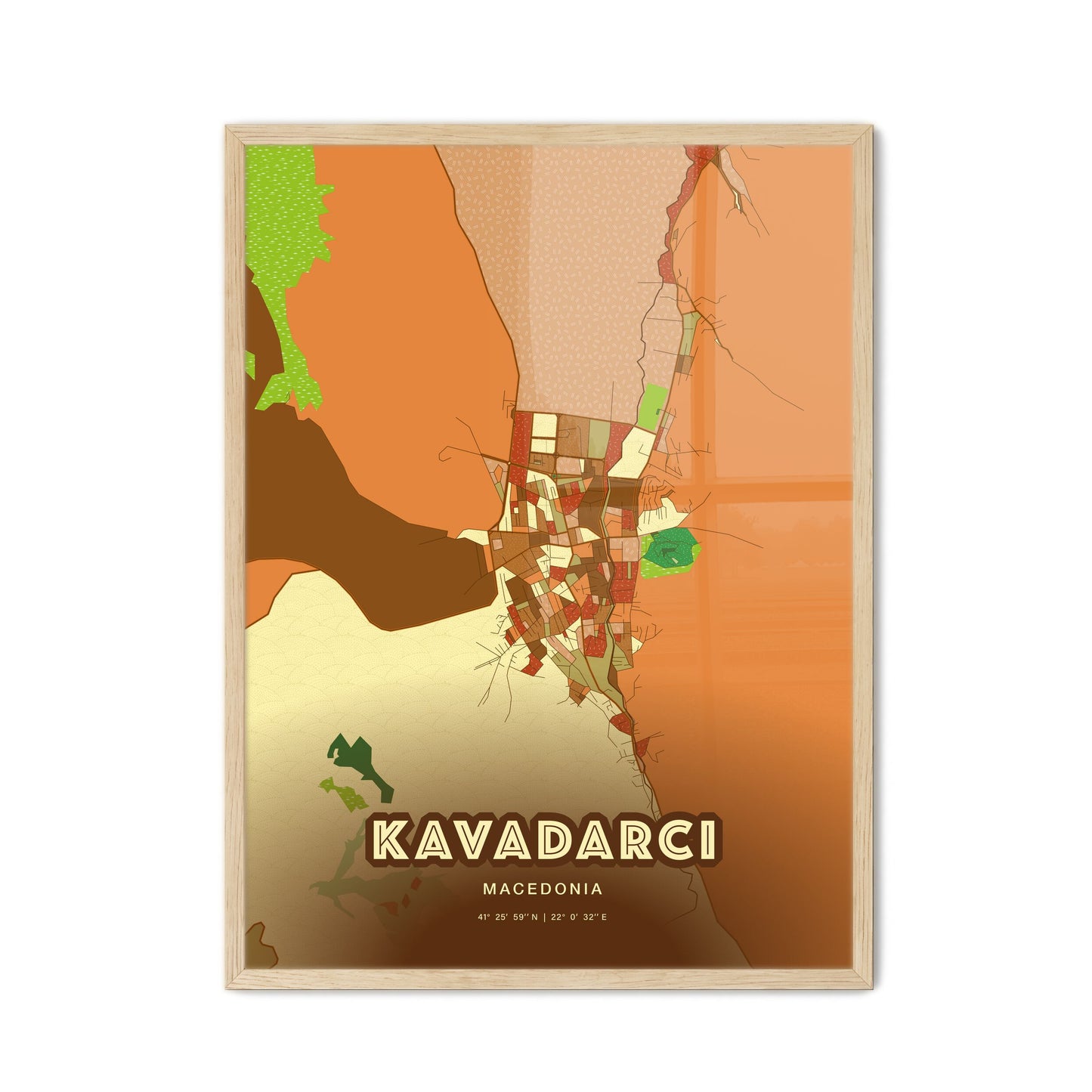 Colorful KAVADARCI NORTH MACEDONIA Fine Art Map Farmhouse