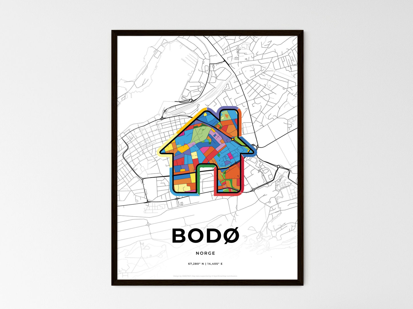 Bodø Norway wedding art map with home icon