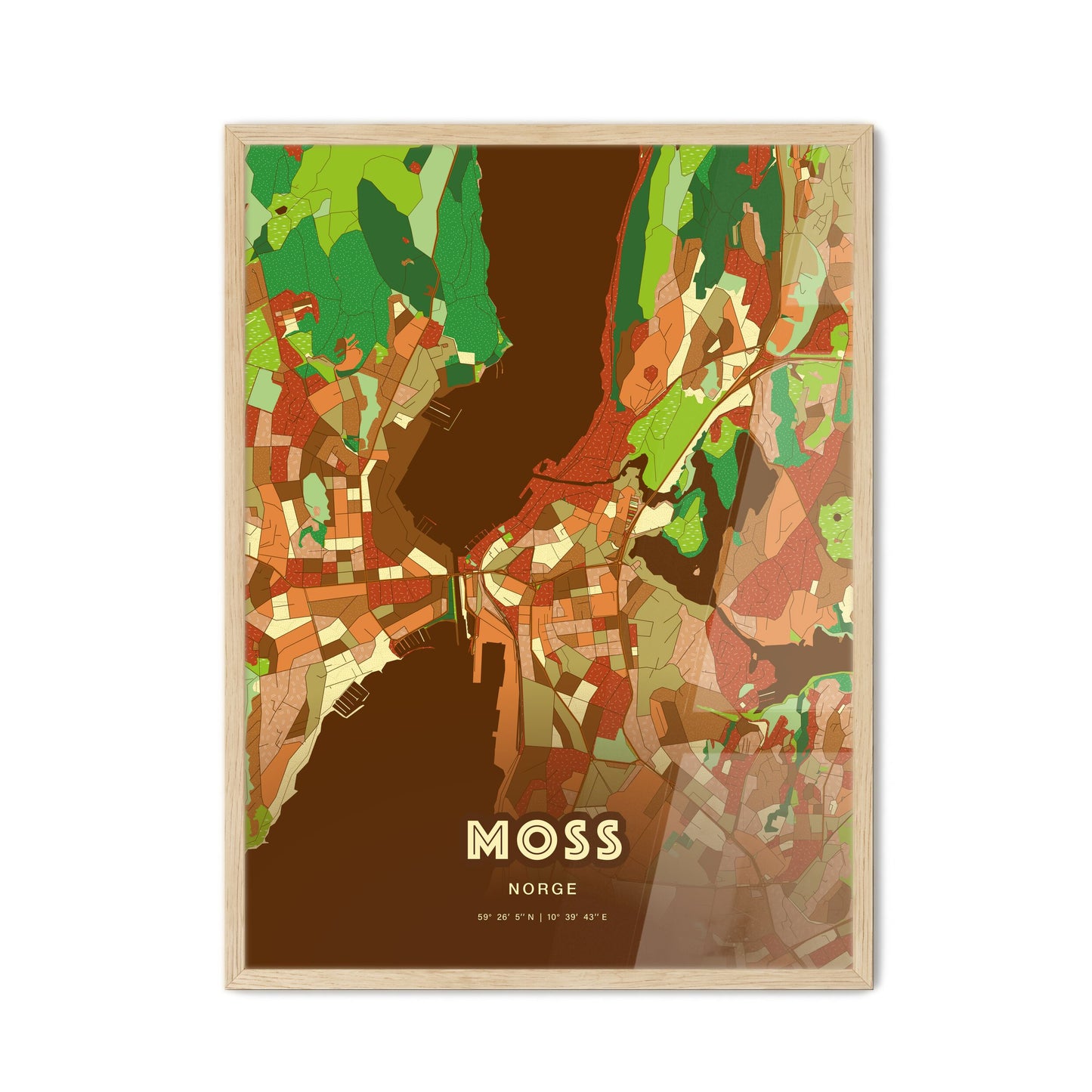 Colorful MOSS NORWAY Fine Art Map Farmhouse