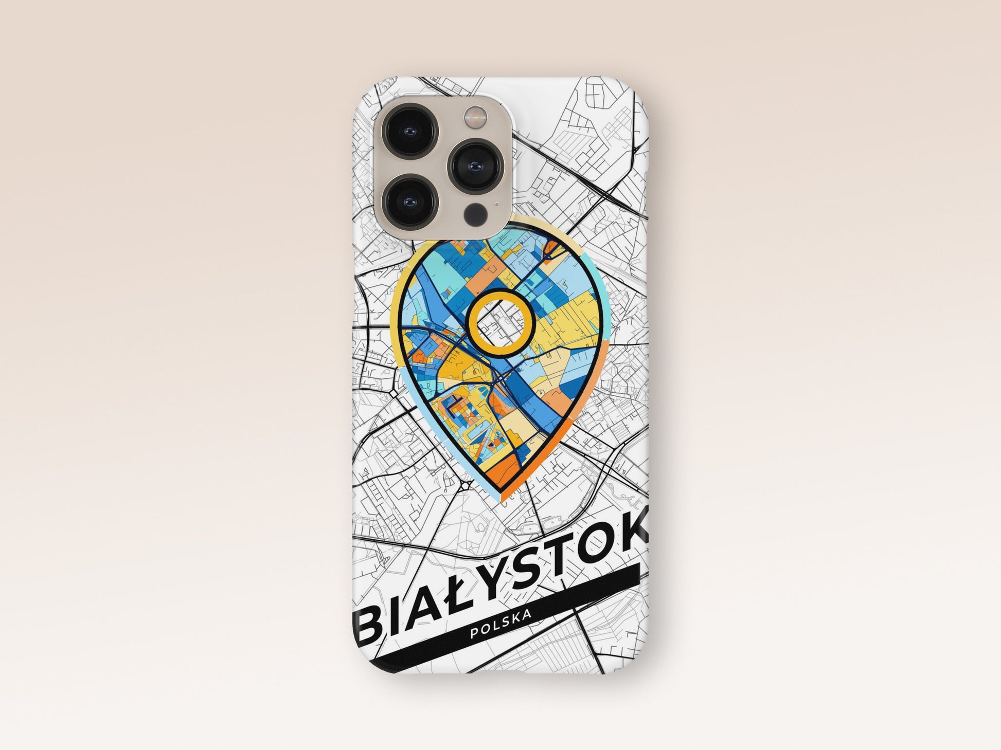 Białystok Poland slim phone case with colorful icon. Birthday, wedding or housewarming gift. Couple match cases. 1
